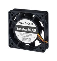 SANYO DENKI 9AD0901M4H001 AC Axial Fan, 100V to 240V, Square, 92 mm, 25 mm, Precision Ball Bearing, 34.2 CFM