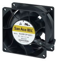 SANYO DENKI 9LG0824P1G001 DC Axial Fan, 24 V, Square, 80 mm, 38 mm, Precision Ball Bearing, 120 CFM