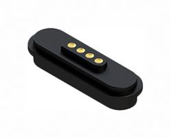 EDAC MPF-VA0-104-2P02-A00 Magnetic Connector, POGO Rectangular, 4 Contacts, Receptacle, Vertical, 2.2 mm, 3 A, Black