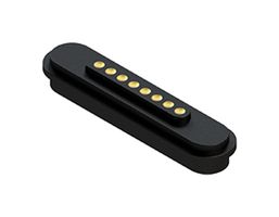 EDAC MPF-VA0-108-2P06-A00 Magnetic Connector, POGO Rectangular, 8 Contacts, Receptacle, Vertical, 2.2 mm, 3 A, Black