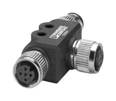 PHOENIX CONTACT 1256941 Sensor Splitter, A Coded, T - Style, Cable Mount, 5 Position M12 Receptacle