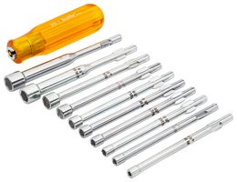 WELLER XCELITE 99PS51MMN Screwdriver and Nutdriver Set, 12 Pieces of 10x Hex Nutdriver Blades, Regular Handle, 4" Extension