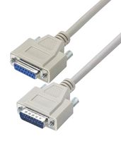 L-COM CRMN15MF-10 Computer Cable, D Sub 15 Position Plug, D Sub 15 Position Receptacle, 10 ft, 3.05 m, Light Grey