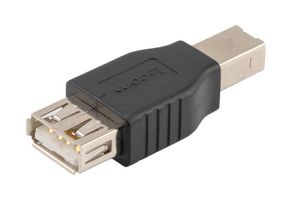 L-COM U2C00042 USB Adapter, Shielded, USB Type A Receptacle, USB Type B Plug, USB 2.0
