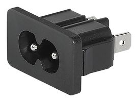 SCHURTER 4300.0105 IEC Power Connector, IEC C8 Inlet, 2.5 A, 250 VAC, Quick Connect, Snap-In, Flange Mount