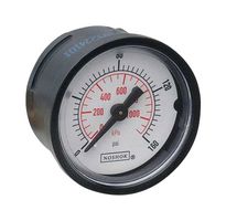 NOSHOK 15-120-100-PSI/KPA Pressure Gauge, Panel Mount, 100 psi, 1/8" NPT, 1-1/2" Gauge, Steel