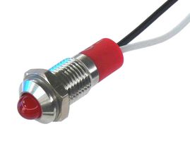 OSHINO LAMPS PL08SL113 LED Panel Mount Indicator, 625nm, 140 deg, Red, 24 V, 8 mm, 20 mA, 1 cd, IP67