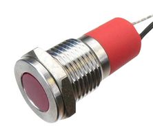 OSHINO LAMPS PL12SL012 LED Panel Mount Indicator, 625nm, 140 deg, Red, 12 V, 12 mm, 20 mA, 70 mcd, IP67