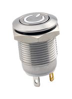 SAME SKY PBM3-M-WT3-P-F-SS-67 Vandal Resistant Switch, 3V LED, PBM3 Series, 12 mm, SPST-NO-DM, Off-(On), Round Flush, Natural