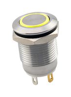 SAME SKY PBM3-M-YL2-F-SS-67 Vandal Resistant Switch, 2V LED, PBM3 Series, 12 mm, SPST-NO-DM, Off-(On), Round Flush, Natural