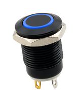SAME SKY PBM4-M-BL3-F-BA-67 Vandal Resistant Switch, 3V LED, PBM4 Series, 12 mm, SPST-NO-DM, Off-(On), Round Flush, Black