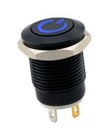 SAME SKY PBM4-M-BL3-P-F-BA-67 Vandal Resistant Switch, 3V LED, PBM4 Series, 12 mm, SPST-NO-DM, Off-(On), Round Flush, Black