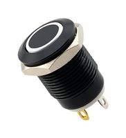 SAME SKY PBM4-M-WT3-F-BA-67 Vandal Resistant Switch, 3V LED, PBM4 Series, 12 mm, SPST-NO-DM, Off-(On), Round Flush, Black