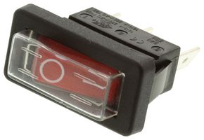 ARCOLECTRIC / BULGIN LIMITED C5503ALNEA Rocker Switch, Off-On, SPST, Illuminated, Panel Mount, Red, 5500 Series
