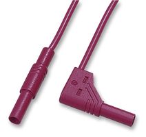 HIRSCHMANN TEST AND MEASUREMENT 934082100 Test Lead, 4mm Right Angle Banana Plug to 4mm Banana Plug, Black, 1 kV, 16 A, 1 m
