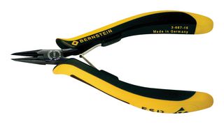 BERNSTEIN WERKZEUGFABRIK 3-687-15 Length Conductive Snipe Nose Pliers, 130mm, ESD Safe, Smooth Jaw, Precision Adjustment