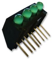 MARL 107-314-04 Circuit Board Indicator, Green, 4 LEDs, Through Hole, T-1 (3mm), 20 mA, 20 mcd