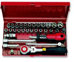 CAROLUS 4004.91. SOCKET SET, 1/4", IN METAL CASE