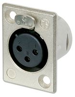 NEUTRIK NC3FP-1 XLR Connector, 3 Contacts, Socket, Panel Mount, Silver Plated Contacts, Metal Body, P Series