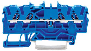 WAGO 2002-1404 DIN Rail Mount Terminal Block, 4 Ways, 22 AWG, 12 AWG, 4 mm², Clamp, 24 A