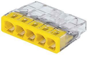 WAGO 2773-405 Standard Terminal Block, 2773 Series, 5 Contacts, Push In, Cable Mount, 12 AWG