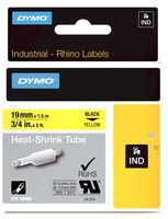 DYMO 18058 Wire Marker, Rhino™ Tube Cartridge, Heat Shrinkable Sleeve, PO (Polyolefin), Yellow, 19mm x 1.5m