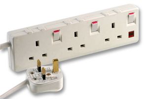 PRO ELEC 9593-2M EXTENSION LEAD, 3GANG, IND SW, 2M