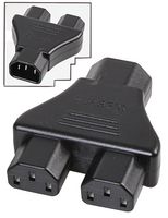 PRO ELEC HP8210 Connector Adapter, IEC C14, 1 Ways, Plug, IEC C13, x2, 2 Ways, Receptacle