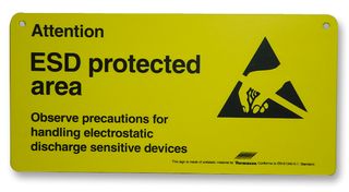 DESCO EUROPE / VERMASON 229135 Safety Sign, Warning, Attention Observe Precautions Electrostatic Sensitive Devices, Foamex