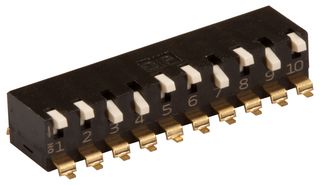 MULTICOMP PRO MCEPM-10 DIP / SIP Switch, 10 Circuits, Piano Key, Surface Mount, SPST, 24 V, 25 mA