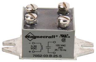 SCHNEIDER ELECTRIC/LEGACY RELAY 70S2-03-B-25-S SSR, PANEL MOUNT, 140VAC, 30VDC, 25A