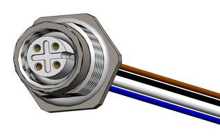 NORCOMP FPM12A04I12CR01. SENSOR CORD, 4P M12 RCPT-FREE END, 12"