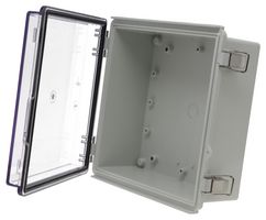 BUD INDUSTRIES PTQ-11043-C ENCLOSURE, PC/GFR, GRAY/CLEAR