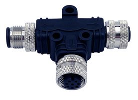 NORCOMP T58-A04-FFFR001 T SPLITTER CONN, 4P M12 RCPT-2X4P RCPT