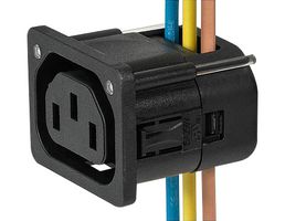 SCHURTER 3-104-298. IEC OUTLET F, 10A, 250V, IDC, PANEL