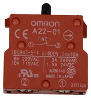 OMRON INDUSTRIAL AUTOMATION A22-01 SWITCH BLOCK, SPST-NC, 1POLE