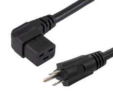 L-COM PCS02R2-BLK-15F PWR CORD, N5-15P-R/A IEC 60320 C19, 15
