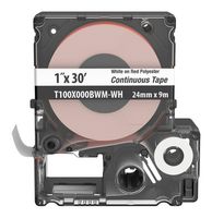 PANDUIT T100X000BWM-WH LABEL, WHITE ON RED, POLYESTER, 30 X1"