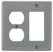 HUBBELL WIRING DEVICES NP826GY WALL PLATE, 2 GANG, 1 DUPLEX, GREY