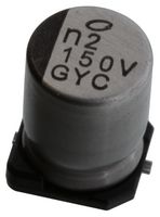 NICHICON GYC1V151MCQ1GS CAP, 150UF, 35V, ALU ELEC, HYBRID, SMD