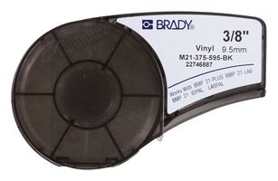 BRADY M21-375-595-BK. LABELING TAPE, VINYL, 0.375" X 21FT, WHI