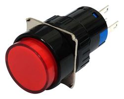 MULTICOMP PRO MP-PB5-AA3BR112V-IP40-8. PB SW, SPDT, 0.5A/220VAC, PANEL, RED