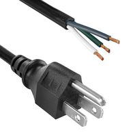 QUALTEK ELECTRONICS 211011-01 POWER CORD, 5-15P/FREE END, 1.83M, 10A
