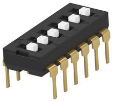 TE CONNECTIVITY - ALCOSWITCH ADEN06TTU04. DIP SW, 6CKT, SPST, 0.025A, 24VDC, TH