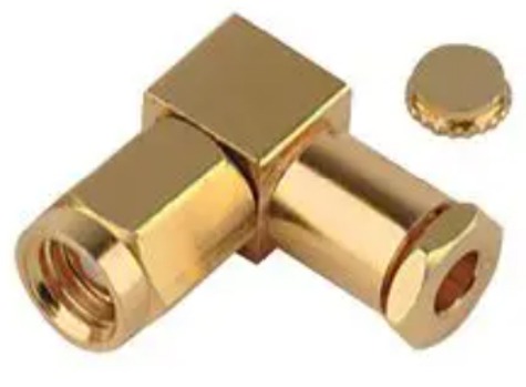 Figure 3: MP-26-06L-TGG, RF / Coaxial Connector, SMC Coaxial, Right Angle Plug, Solder, 50 ohms, RG174, Beryllium Copper