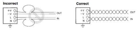 Avoid looping input or output lines to prevent noise radiation and interference.