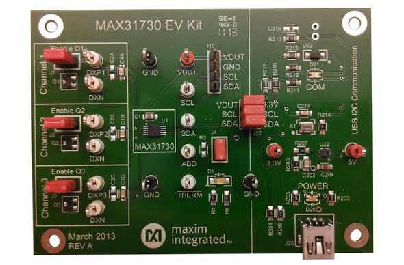 MAX31730 3-Channel Remote Temperature Sensor
